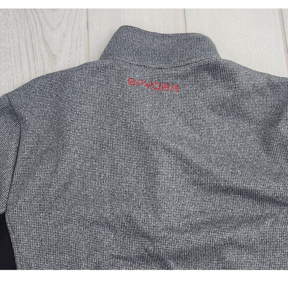 Spyder Fleece Sweater Pullover sz Med Black Gray 1/4 Zip Sweatshirt Performance - Picture 6 of 8